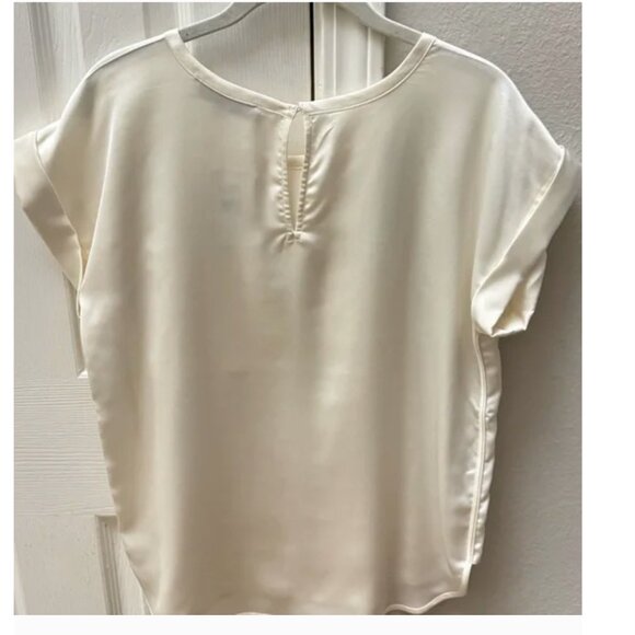 LOFT Satin Pocket Tee Blouse – Ivory Satin Luxe - Picture 2 of 4